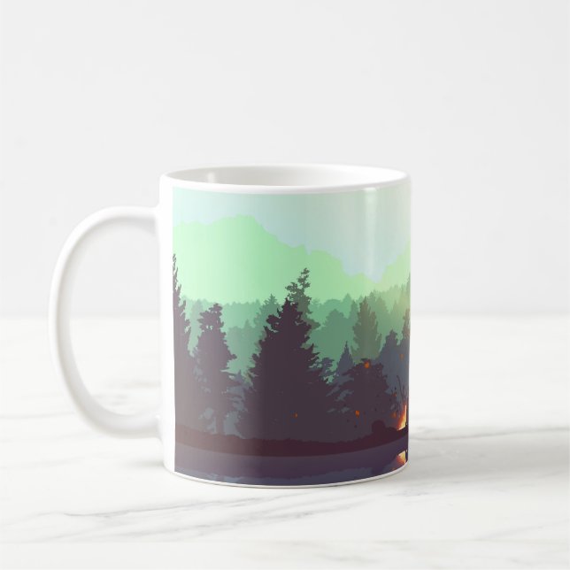 Camping Adventure Forest Mountain Illustration Kaffeetasse (Links)