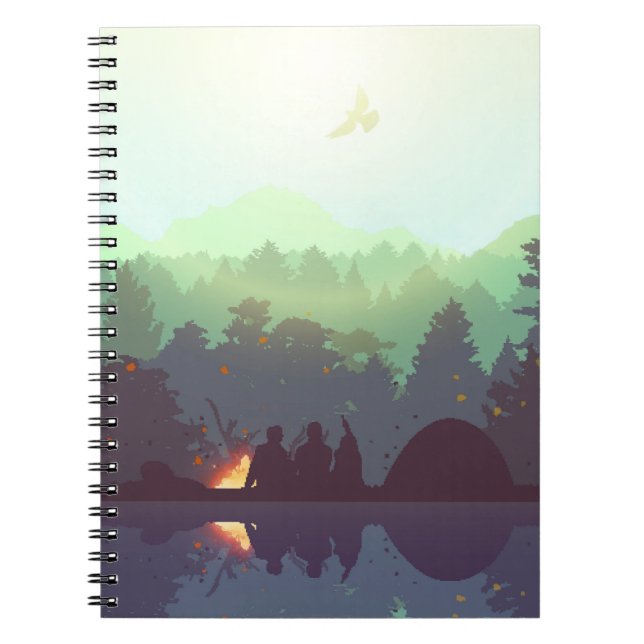 Camping Adventure Forest Mountain Illustration Notizblock (Vorderseite)
