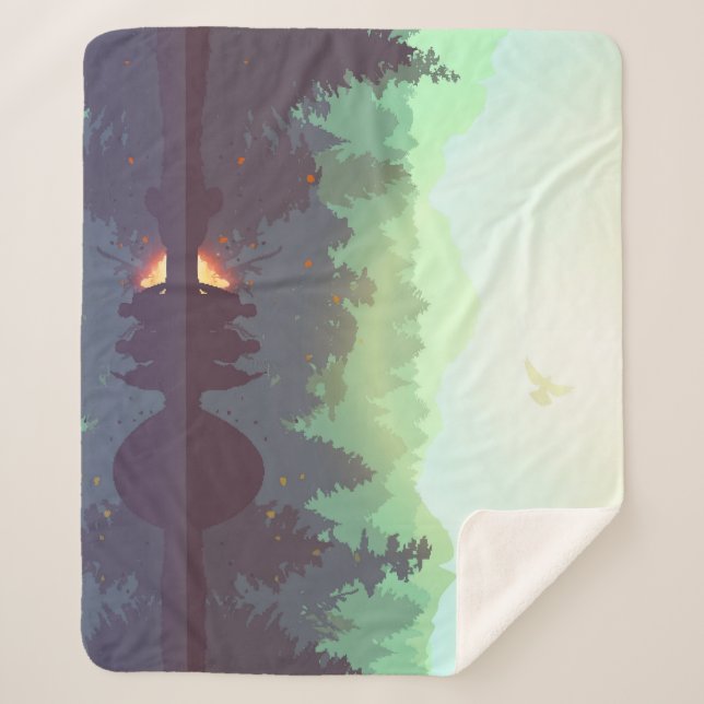 Camping Adventure Forest Mountain Illustration Sherpadecke (Vorderseite)