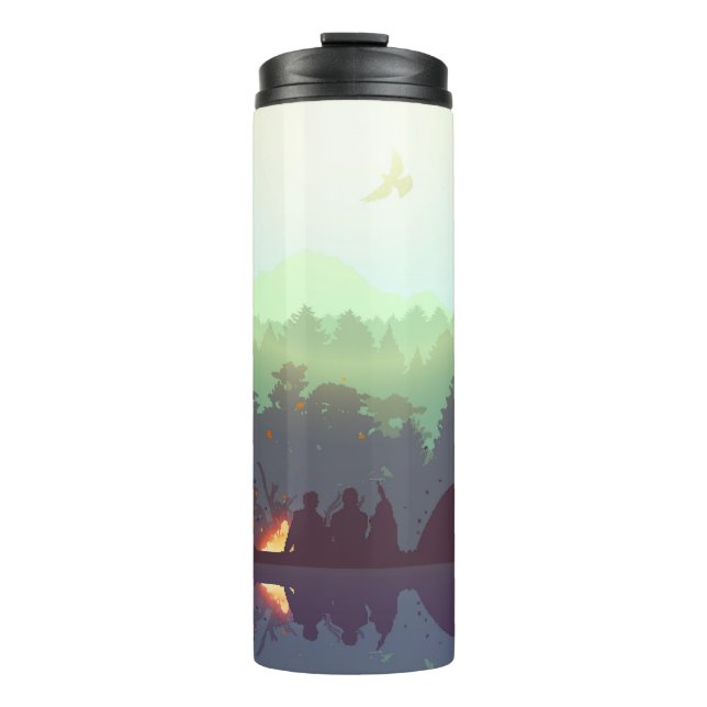 Camping Adventure Forest Mountain Illustration Thermosbecher (Vorderseite)