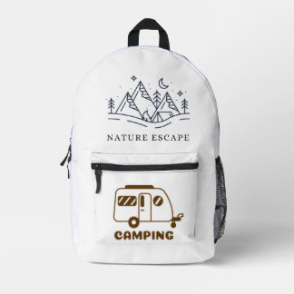 Camping Adventure Tent Illustration – Outdoor Natu Bedruckter Rucksack