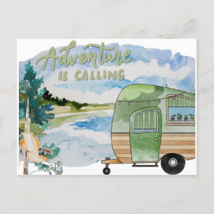 Camping Adventure Watercolor Reisen Postkarte