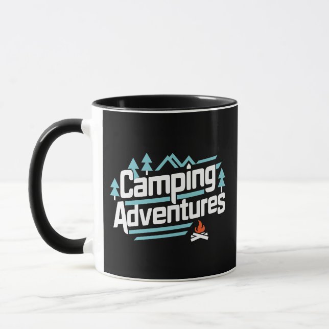 Camping Adventures, schwarze Tasse (Links)