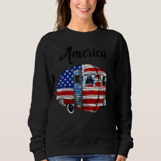 Camping American Flag Outdoor Sweatshirt
