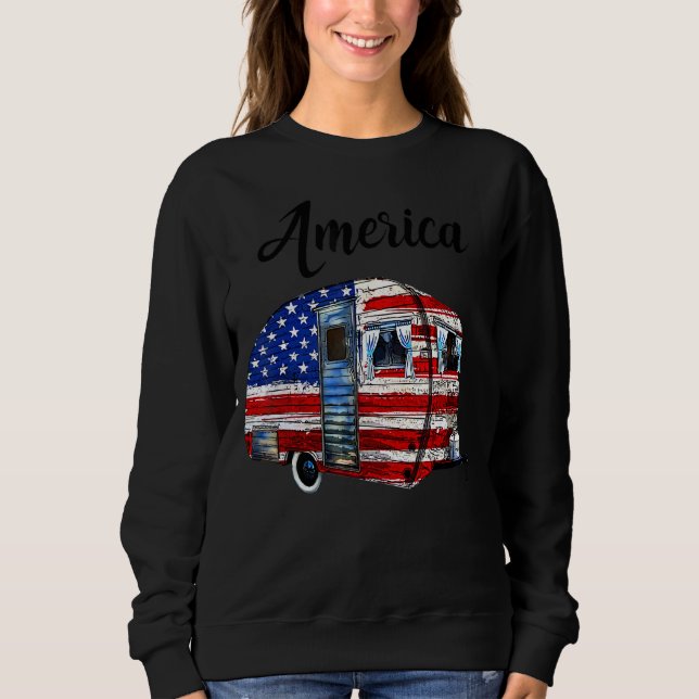Camping American Flag Outdoor Sweatshirt (Vorderseite)