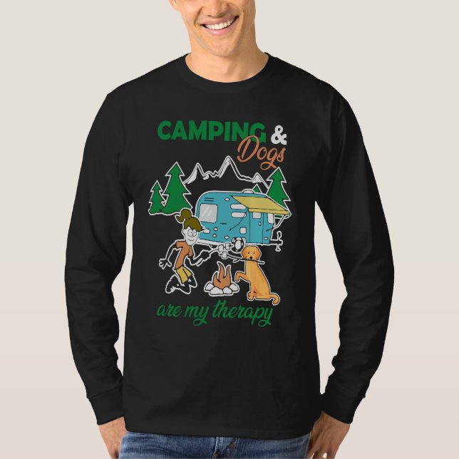 Camping And Dogs Are My Therapy T-Shirt (Vorderseite)