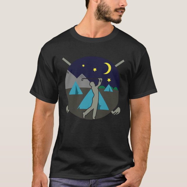 Camping and golfing cute golf and mountains outdoo T-Shirt (Vorderseite)
