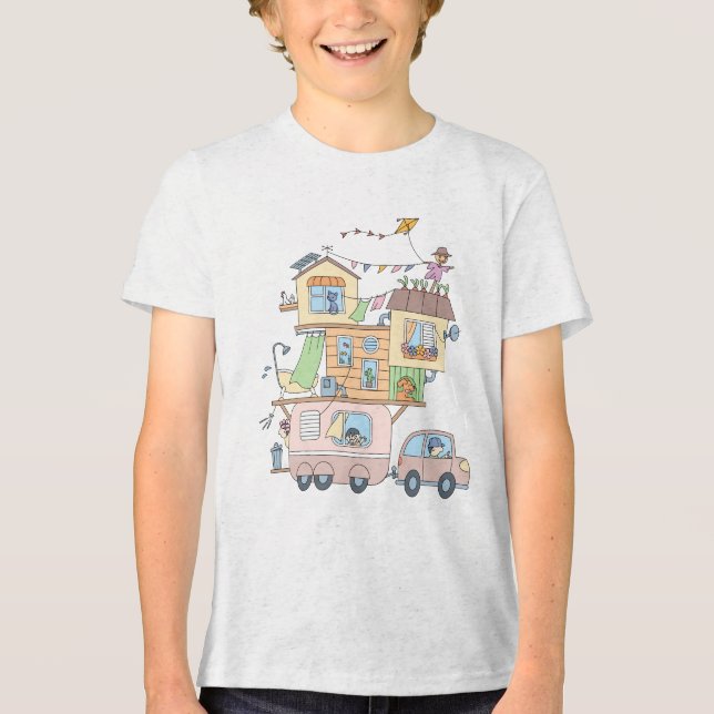 Camping-Anhänger für die Straßenfamilie Tri-Blend Shirt (Vorderseite)