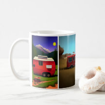 Camping-Anhänger mit 4 niedlichen roten Anhängern