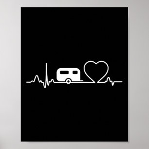 Camping-Anhänger Rv Herzschlag-Shirt Urlaub Outdoo Poster
