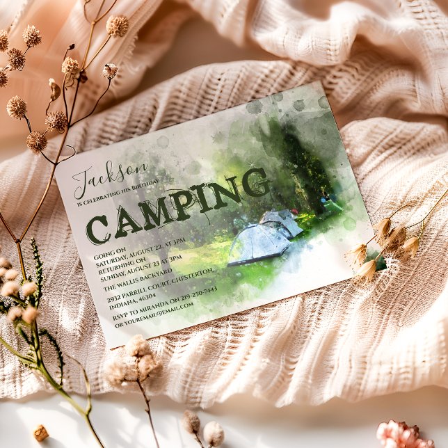 Camping Aquarell Geburtstag Einladung (Von Creator hochgeladen)