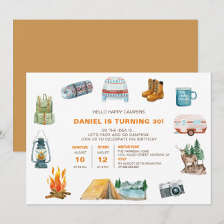 Camping Aquarellbilder im Freien Geburtstag Einladung