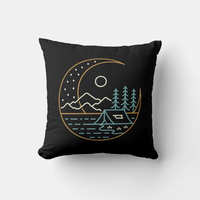 Camping auf dem Mond Kissen (Vorderseite)