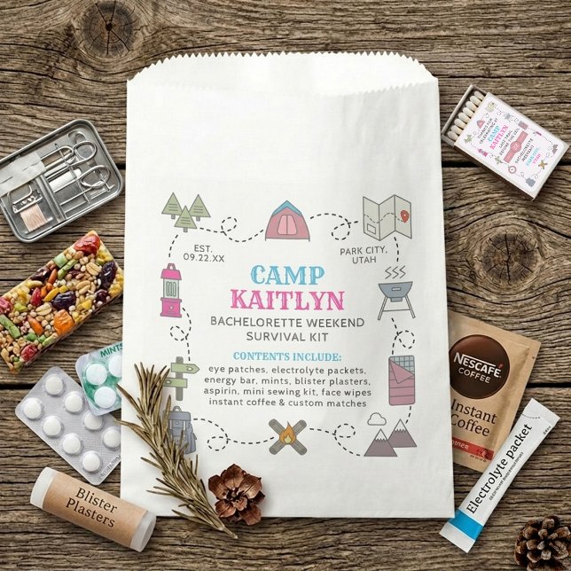 Camping-Ausflug-Junggesellinnen-Abschiedsparty-Übe Geschenktütchen (Von Creator hochgeladen)