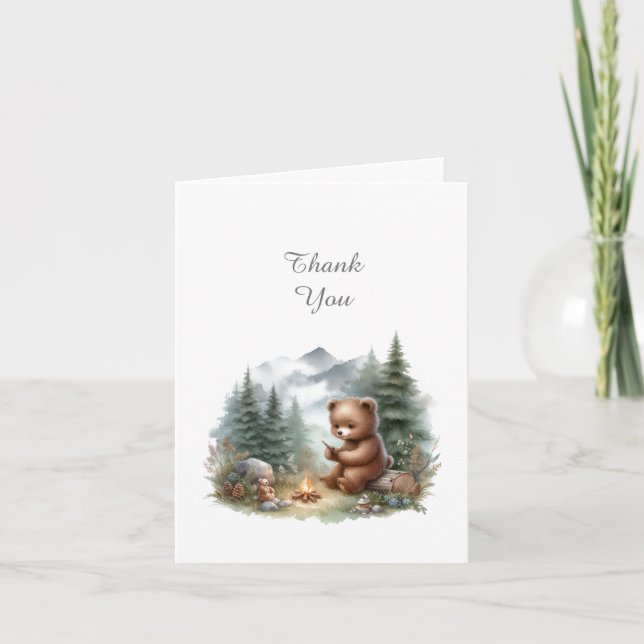 Camping Baby Bear Babydusche Vielen Dank Note Card Dankeskarte (Vorderseite)