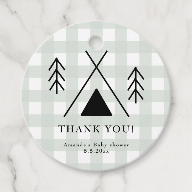 Camping Babydusche - Danke Geschenkanhänger (Vorderseite)