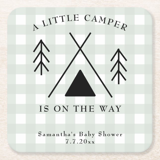 Camping Babydusche Rechteckiger Pappuntersetzer (Vorderseite)