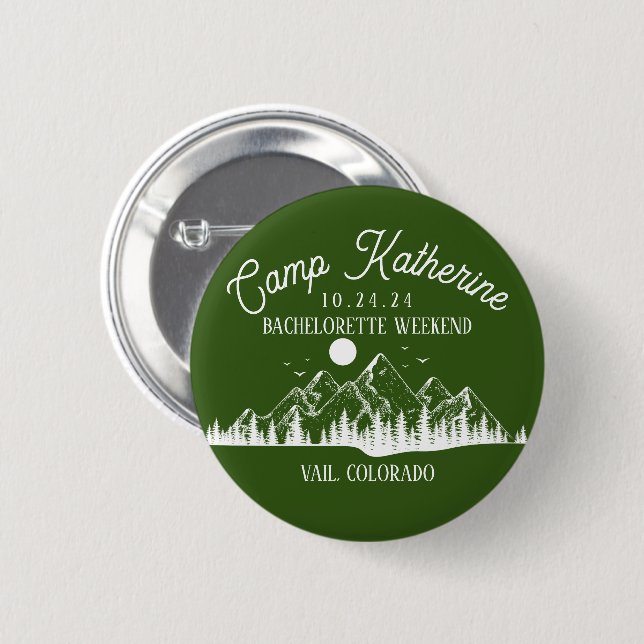 Camping Bachelorette Berg Glamping Wochenendparty Button (Vorne & Hinten)