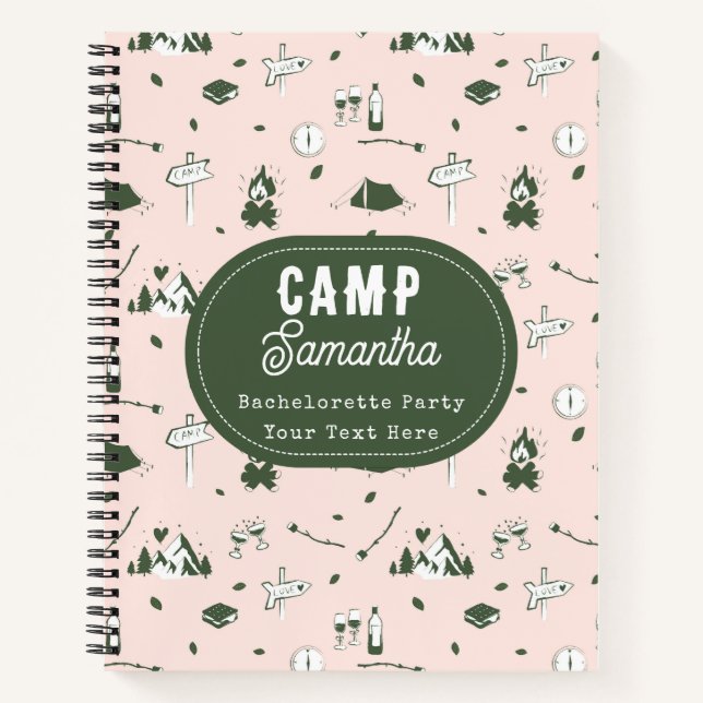 Camping Bachelorette Party Bach Weekend Pink Green Notizbuch (Vorderseite)