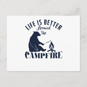 Camping Bär am Feuer "Das Leben ist besser um die Postkarte