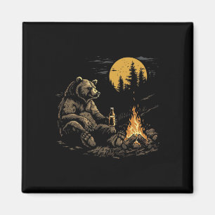 Camping Bär trinkt Bier Wandern Natur Lustiger Gri Magnet