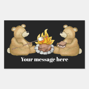 Camping-Bären hinzufügen Rechteckiger Aufkleber