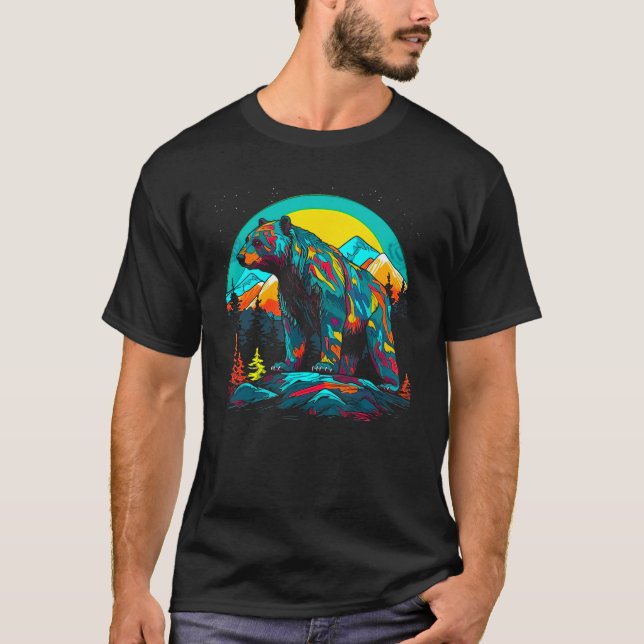 Camping Bear Face Spirit Animal T-Shirt (Vorderseite)