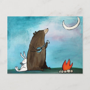Camping Bear Whimsical Storybook Art Postkarte