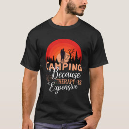 Camping Because Therapy Is Expensive Retro Sunset T-Shirt