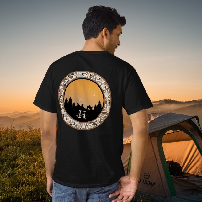 Camping beim Sunset Pebble Round Design T - Shirt (Von Creator hochgeladen)
