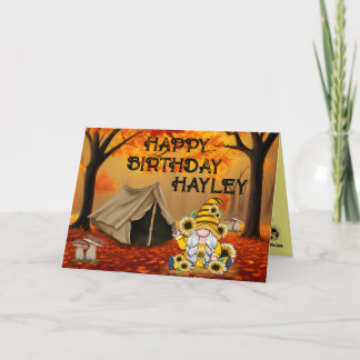 Camping Birthday Gnome Karte