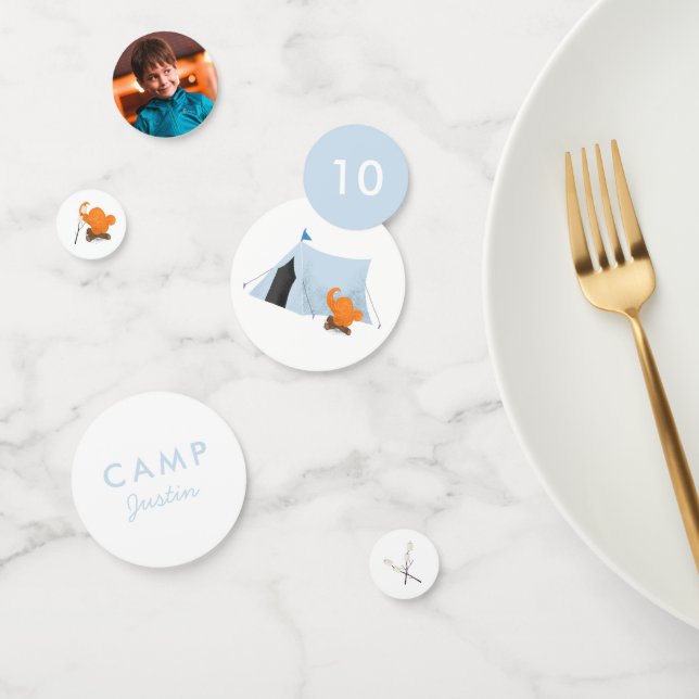 Camping Birthday Party Blue Zelt Foto Konfetti (Gruppe)