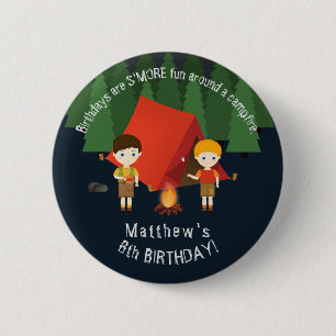 Camping Birthday Party Button