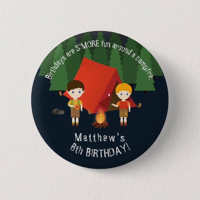 Camping Birthday Party Button (Vorderseite)