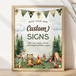 Camping Birthday Party Custom Signs Poster