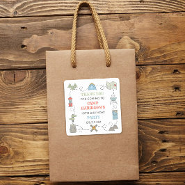 Camping Birthday Party Danke Quadratischer Aufkleber