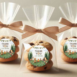 Camping Birthday Party Danke Runder Aufkleber