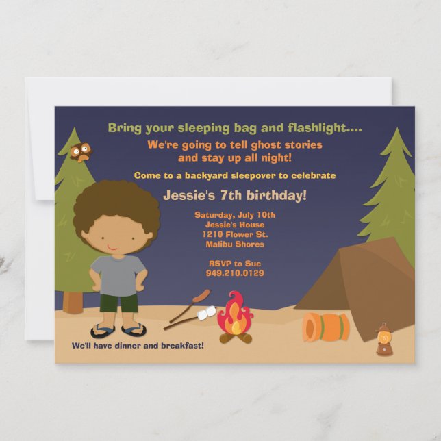 Camping Birthday Party Einladung (Vorderseite)