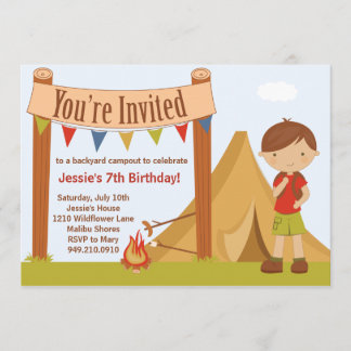 Camping Birthday Party Einladung