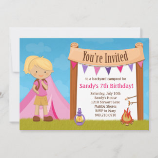 Camping Birthday Party Einladung