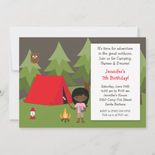 Camping Birthday Party Einladung für Mädchen