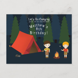 Camping Birthday Party Einladungspostkarte