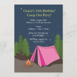 Camping Birthday Party | Mädchen Einladung