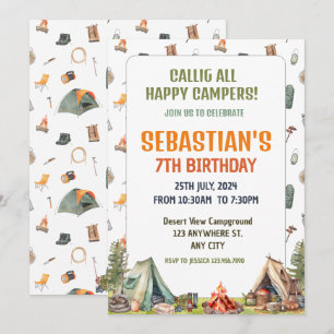 Camping Birthday Party Moderne Kinder Einladung