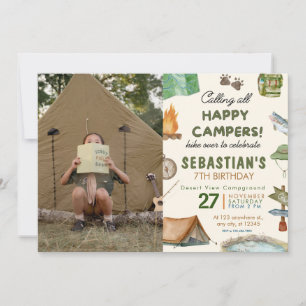 Camping Birthday Party Moderne Kinder Einladung