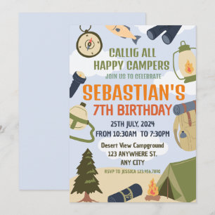 Camping Birthday Party Moderne Kinder Einladung