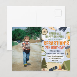 Camping Birthday Party Moderne Kinder Postkarte