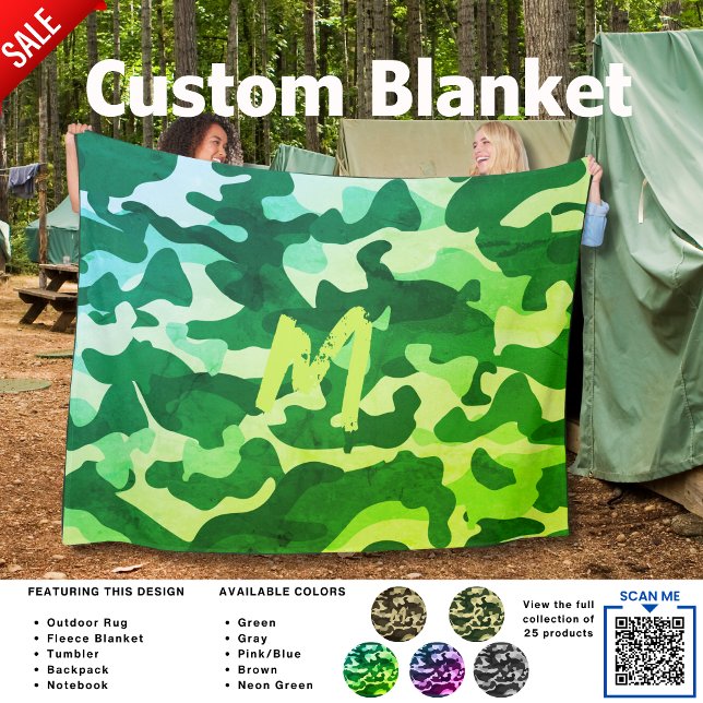 Camping Blanket Camouflage Hinzufügen Initial Kids Fleecedecke (Von Creator hochgeladen)