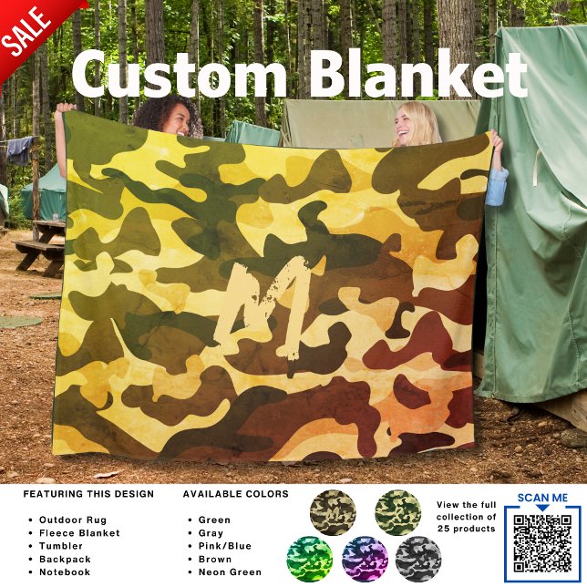 Camping Blanket Camouflage Hinzufügen Initial Kids Fleecedecke (Von Creator hochgeladen)