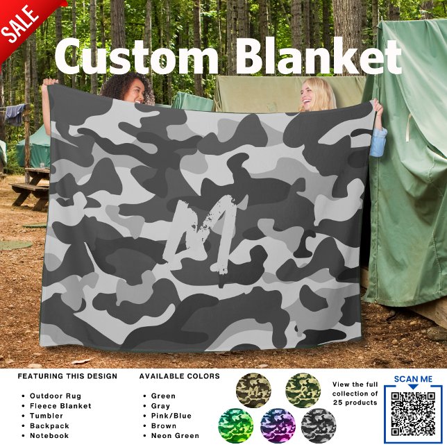 Camping Blanket Camouflage Hinzufügen Initial Kids Fleecedecke (Von Creator hochgeladen)
